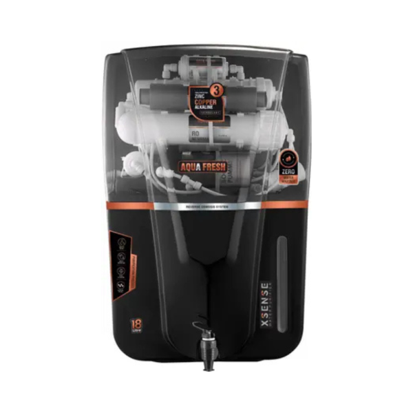 Aqua Fresh Smoke Audi 18 ltr drink pure India 1st BIS (IS 16240 :2023) CM/L8100159306 18 L RO + UV + UF + TDS + ALK + Copper Water Purifier (Smoke, Black)
